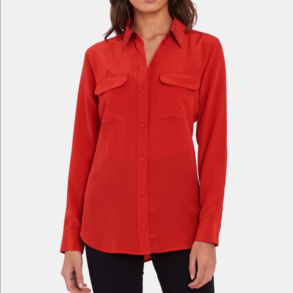 Equipment Red Signature Silk Top